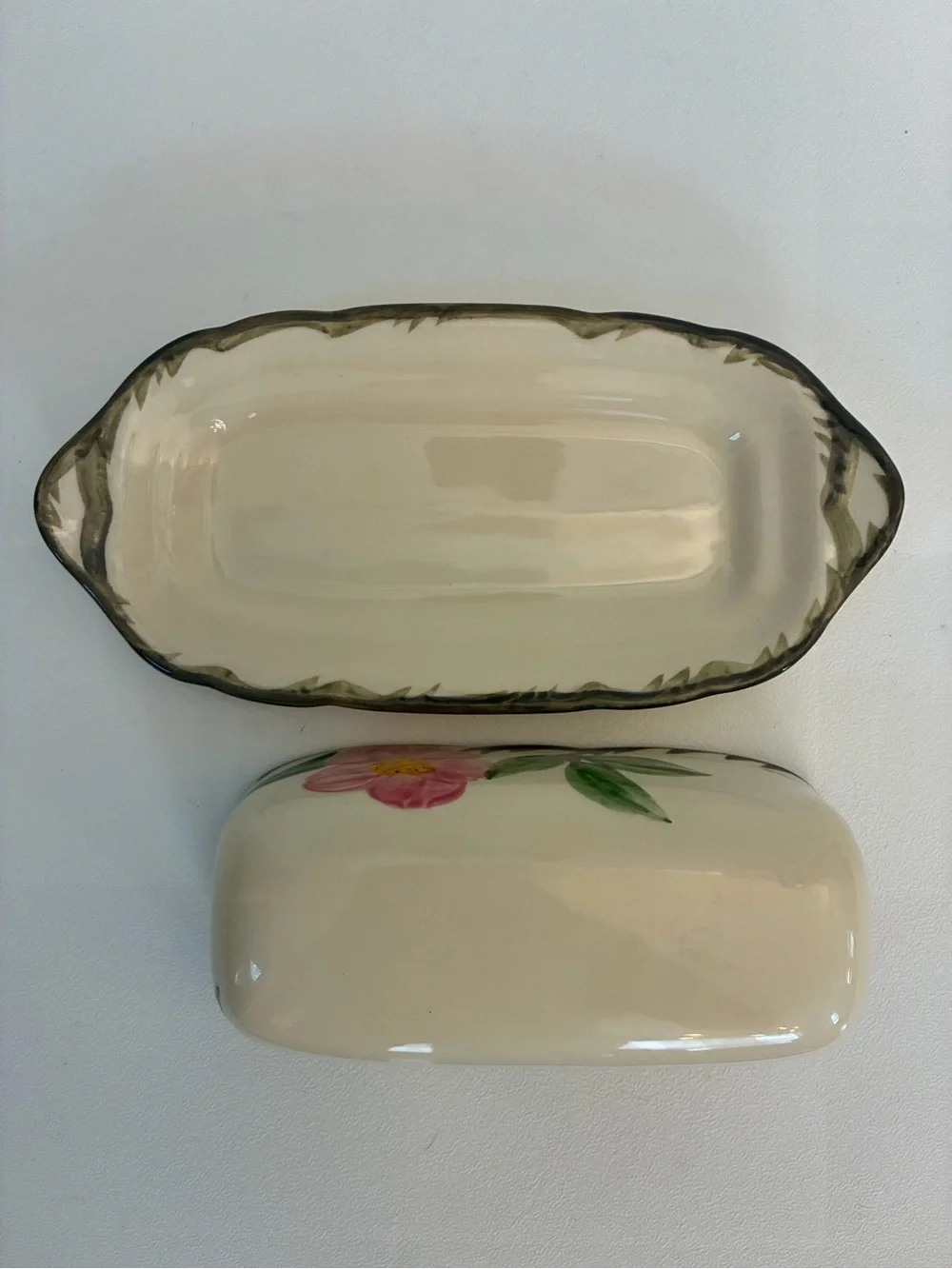 Vintage Franciscan Desert Rose Covered Butter Dish NO FINIAL Lid Made in USA